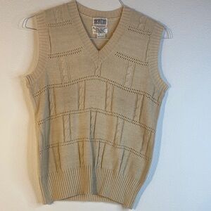 Nordstrom V-Neck Beige Sweater Vest 60s-70s